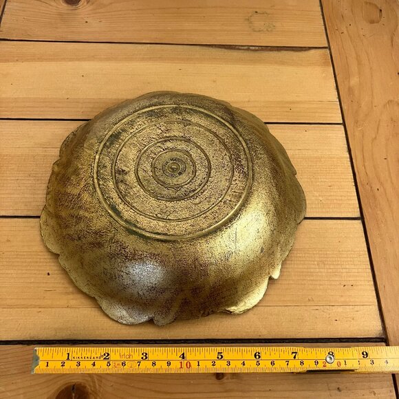 Florentine Decorative Bowl Molded Plastic Gold & Orange Vintage Made in Italy - Picture 5 of 6